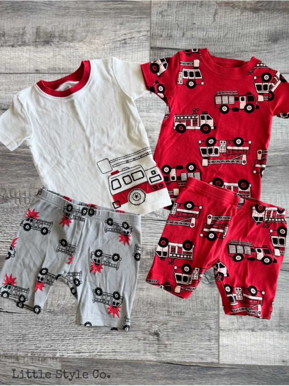 Carter’s Firetruck Pajama Bundle 2T | 2 Matching Sets | Red Truck Boys PJs